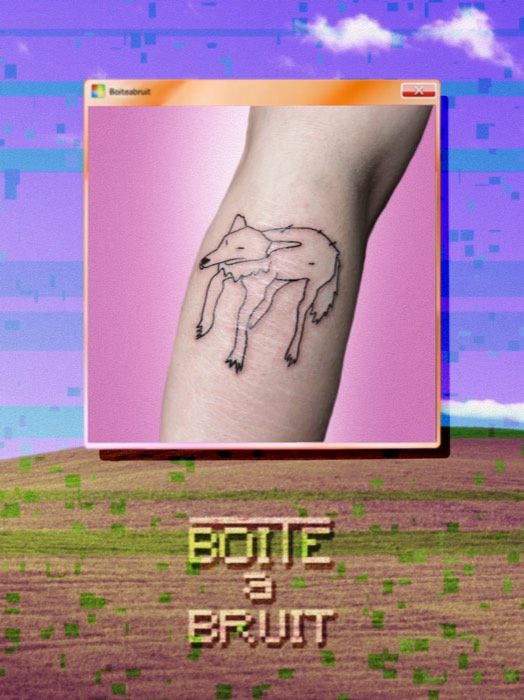 Tatouage ligne fine d'un renard endormi